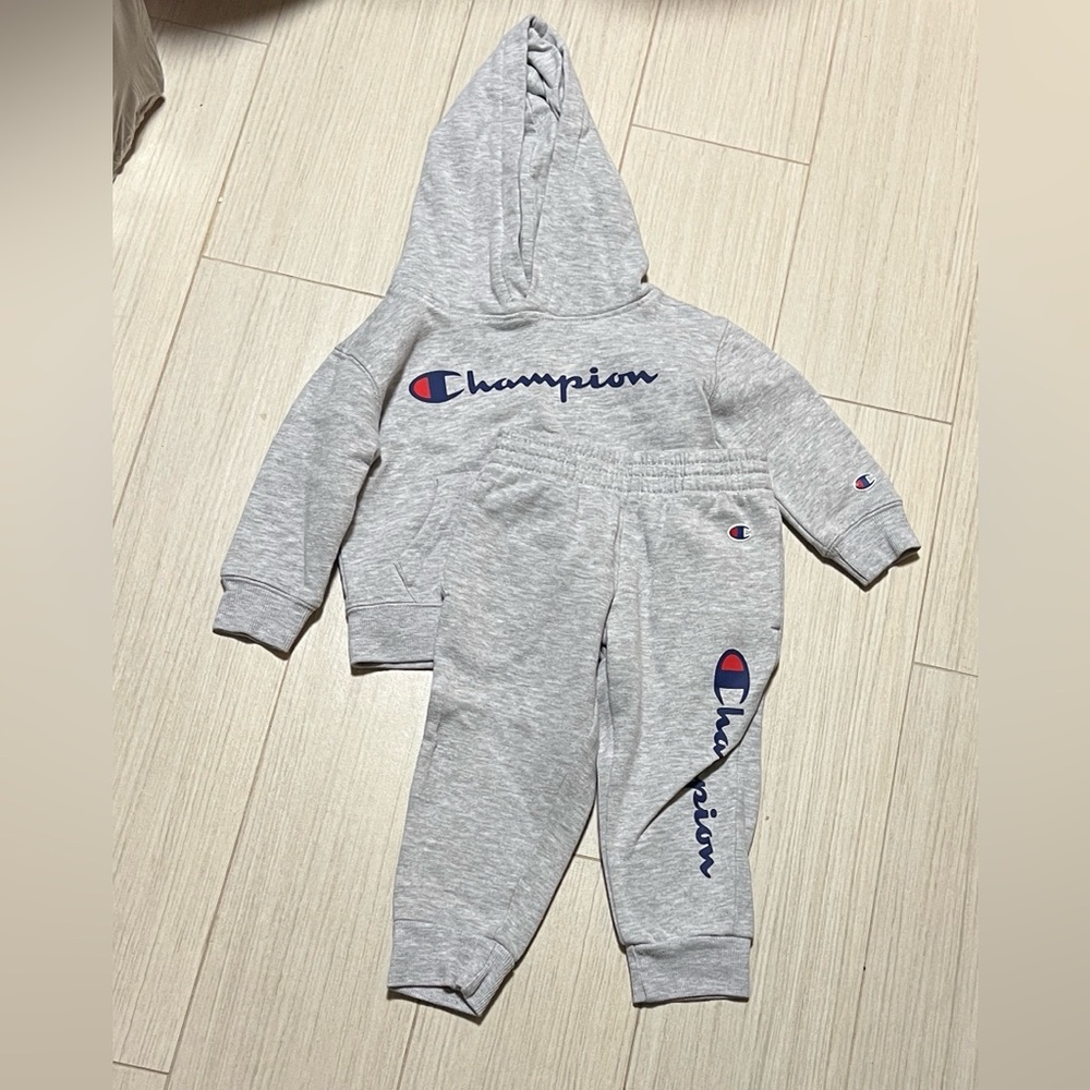 Champion Light Gray Hoodie and Joggers Set